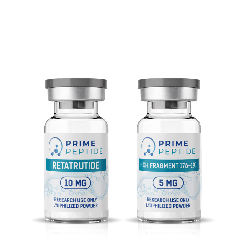 Стак за отслабване и изгаряне на мазини - Retatrutide 10mg + hGH Fragment 176-191 5mg Стак за изследвания върху метаболизма и телесния състав - Retatrutide 10mg + hGH Fragment 176-191 5mg
