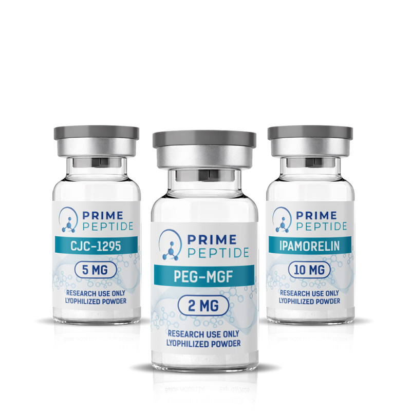Стак за изследвания върху мускулния растеж и възстановяването - Ipamorelin 10mg + CJC-1295 (no DAC) 5mg + PEG-MGF 2mg Стак за изследвания върху мускулния растеж и възстановяването - Ipamorelin 10mg + CJC-1295 (no DAC) 5mg + PEG-MGF 2mg